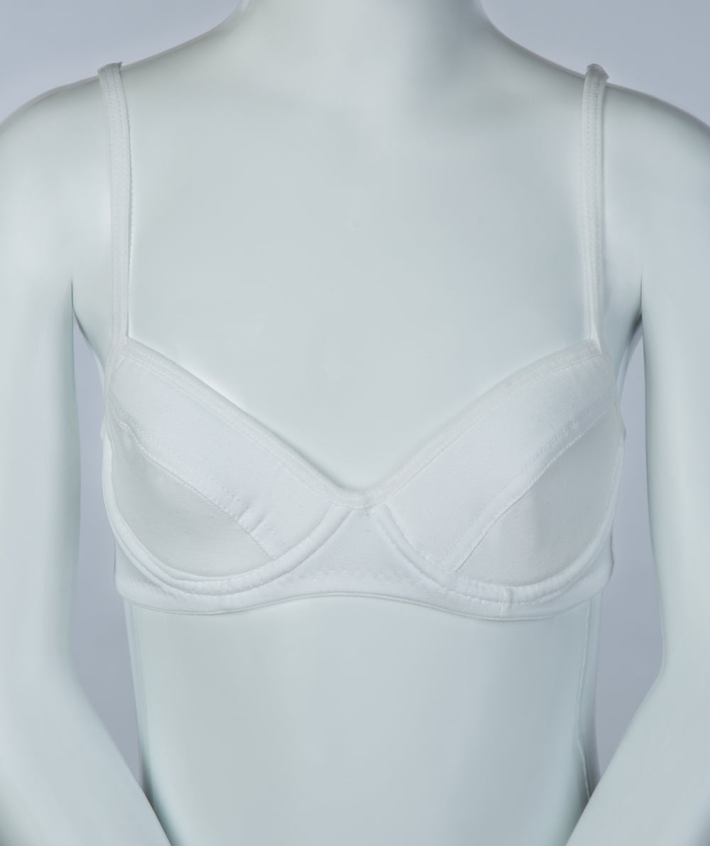 Girls White training bra organic cotton soft comfortable,Puberty